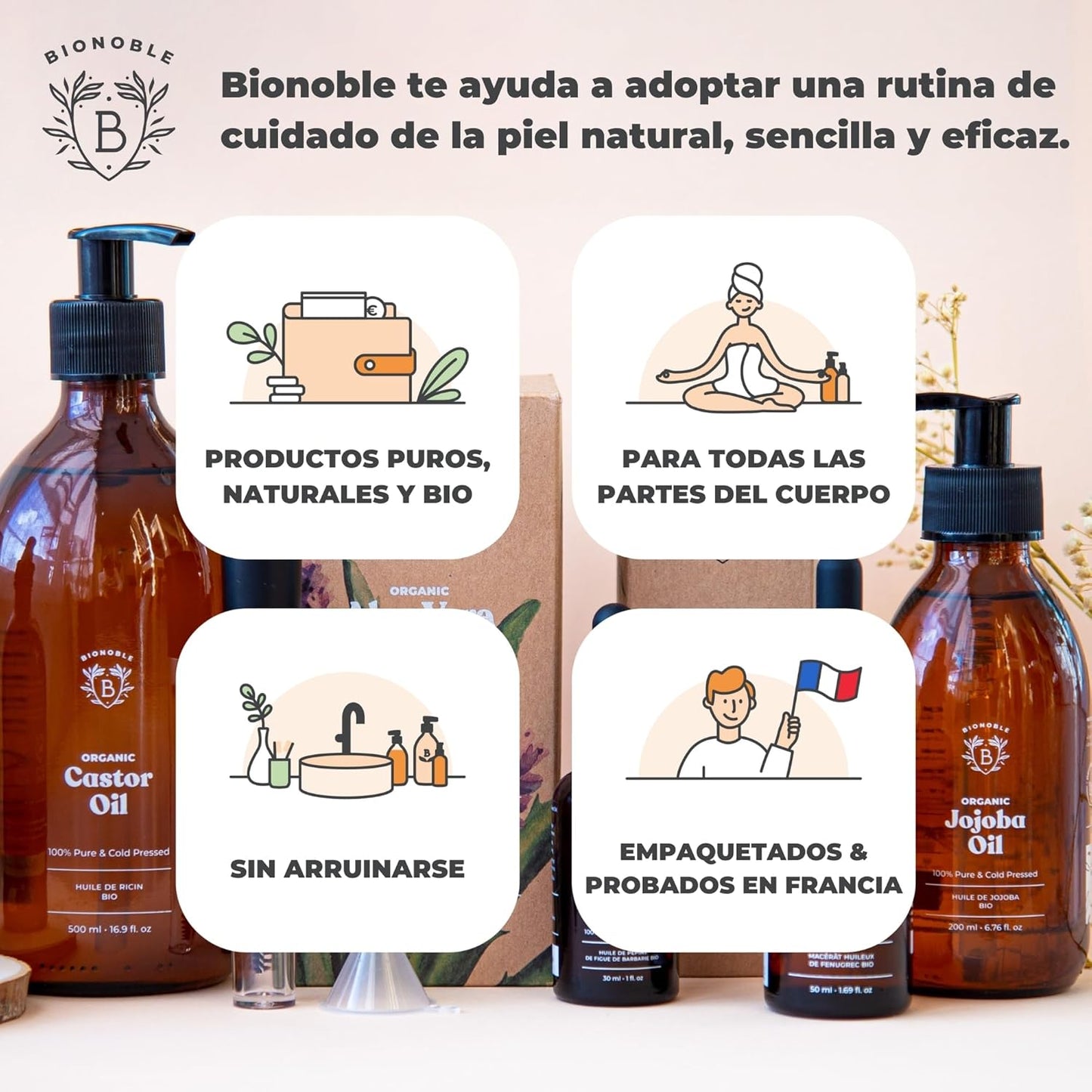 Aceite De Jojoba Orgánico 50Ml 100% Puro, Natural Y Prensado En Frío - Rostro, Cuerpo, Cabello, Barba, Uñas - Vegano Y Cruelty Free - Jojoba Oil - Botella De Vidrio + Pipeta + Bomba.