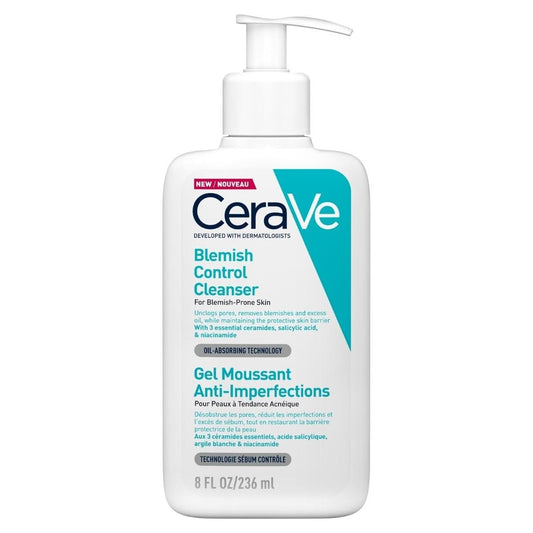 Cerave Gel Limpiador Control Imperfecciones, Para Piel Con Tendencia Acneica Y Grasa, Reduce El Acné, Los Puntos Negros Y Mejora Los Poros, Tratamiento En Gel Con Ácido Salicílico, 236Ml