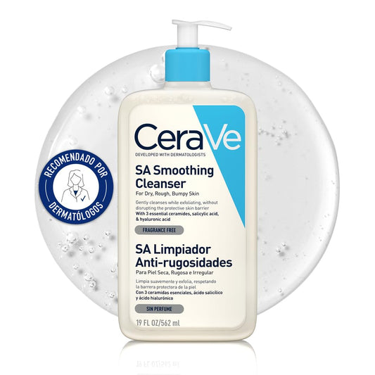 Cerave, Gel SA Limpiador Espumoso Anti-Rugosidades, Para Piel Seca, Rugosa E Irregular, Limpia Suavemente Y Exfolia, Enriquecido Con Ceramidas Esenciales, Ácido Salicílico Y Ácido Hialurónico, 562Ml