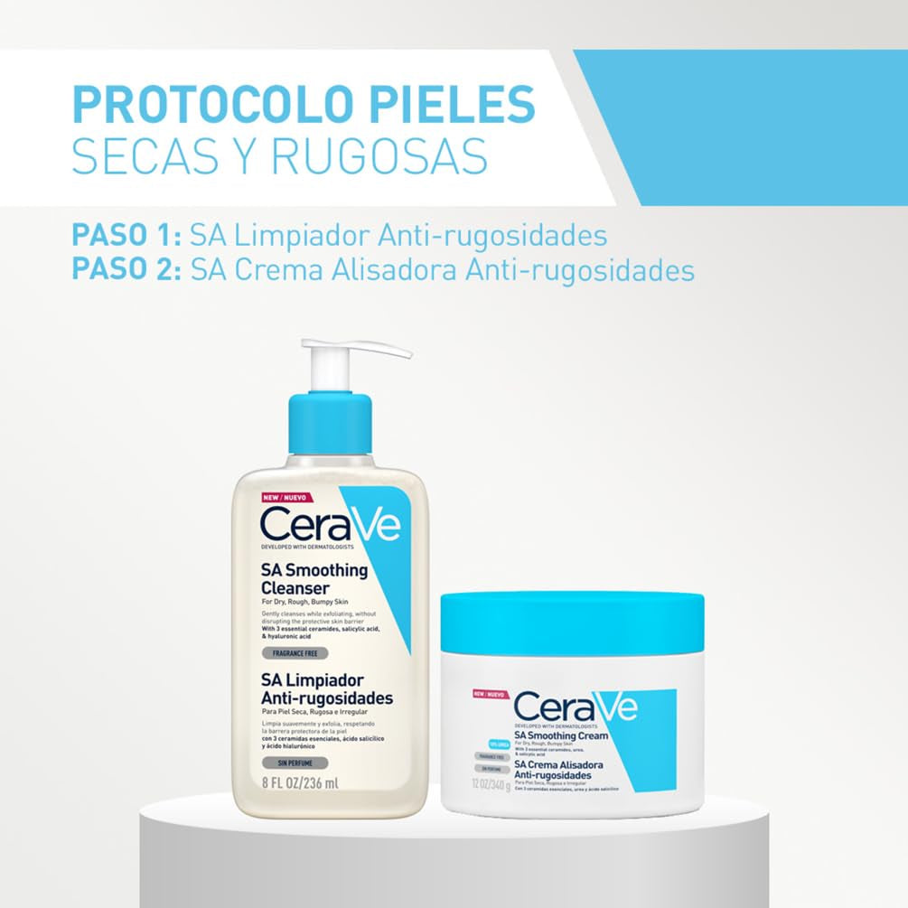 Cerave, Gel SA Limpiador Espumoso Anti-Rugosidades, Para Piel Seca, Rugosa E Irregular, Limpia Suavemente Y Exfolia, Enriquecido Con Ceramidas Esenciales, Ácido Salicílico Y Ácido Hialurónico, 562Ml