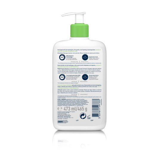 Cerave Gel Limpiador Hidratante, Para Piel Normal a Seca, Limpia E Hidrata, Equilibrio De La Piel, Enriquecido Con Ceramidas Esenciales Y Ácido Hialurónico, Apto Para Rostro Y Cuerpo, 562Ml